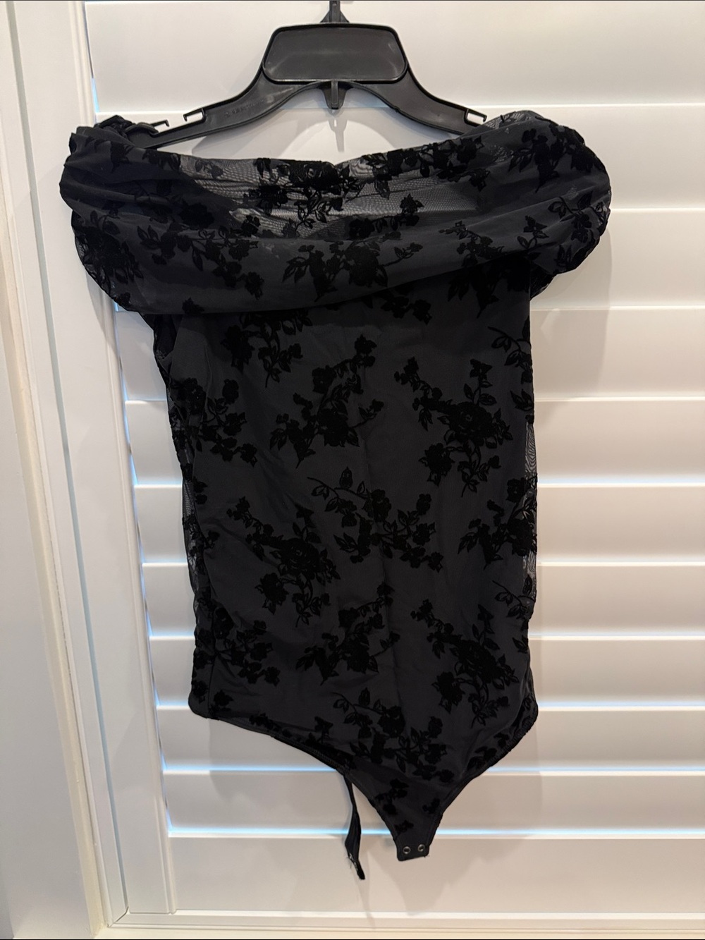 Abercrombie & Fitch Black Floral Mesh Off-Shoulder Bodysuit